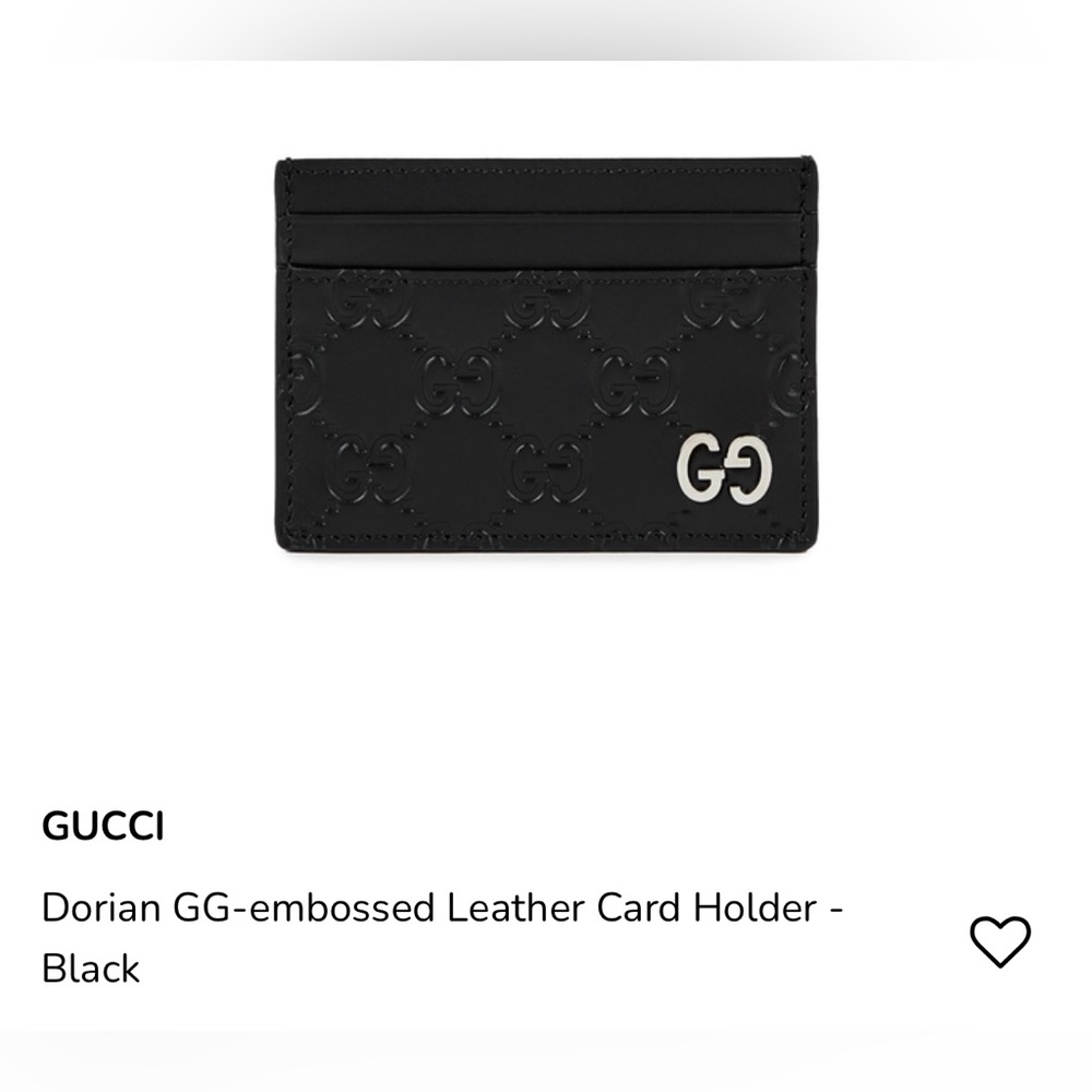 Authentic Gucci Dorian GG - Embossed Leather Card Holder